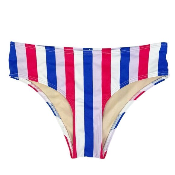 Old Navy Red White Blue Purple Striped Bikini Bottoms Small - Picture 1 of 6